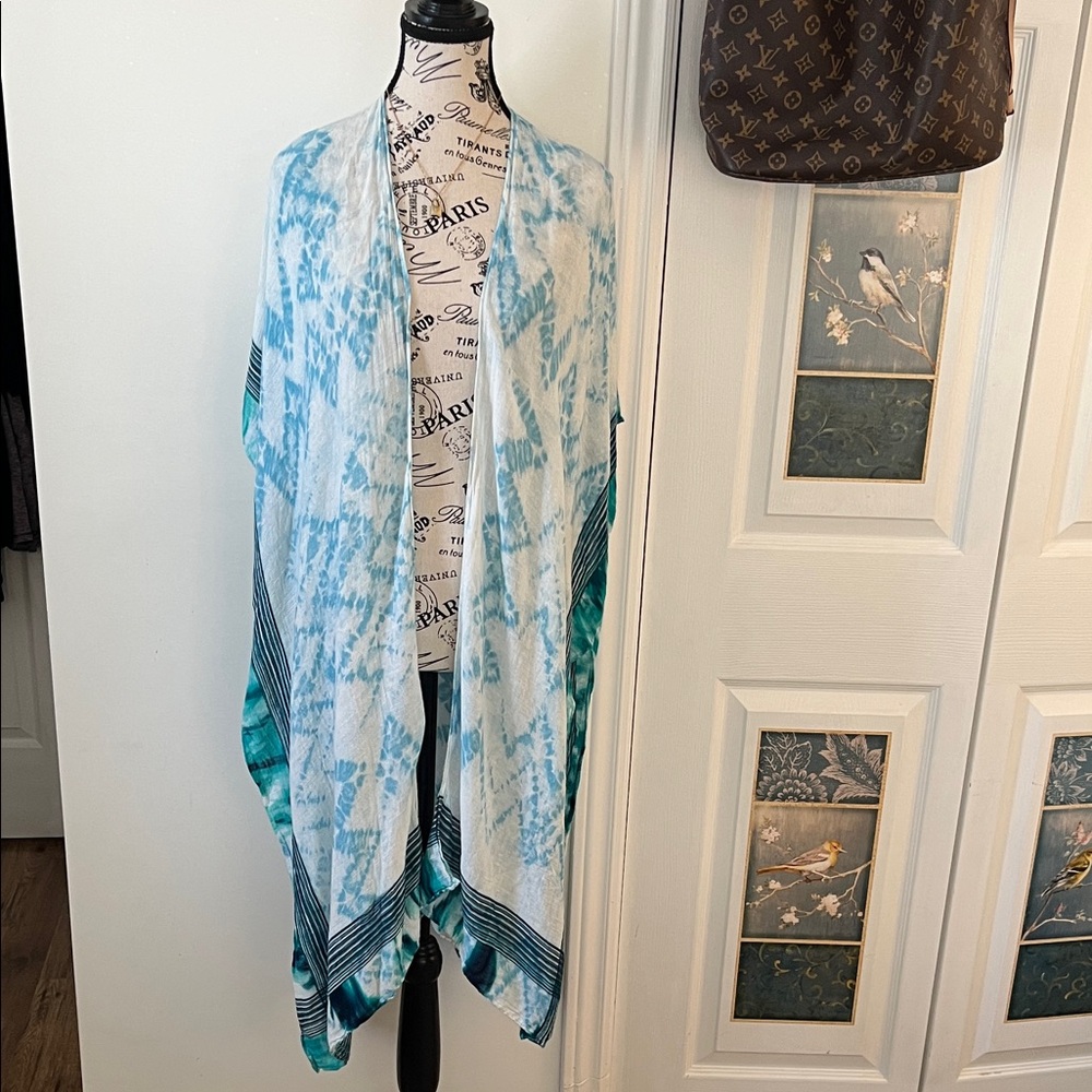 😃Source Unknown Blue and White Tie-Dye Coverup
